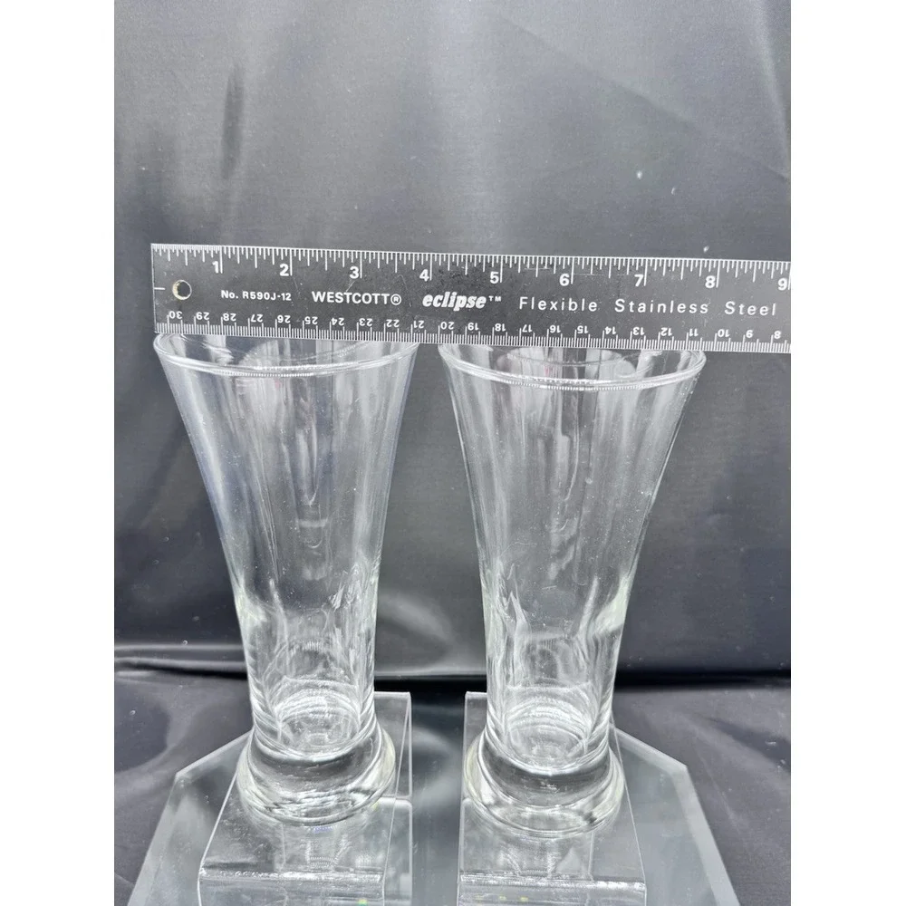 Vintage Libbey Flare Beer Glasses Clear Glass‎ Pilsner Set Of 2